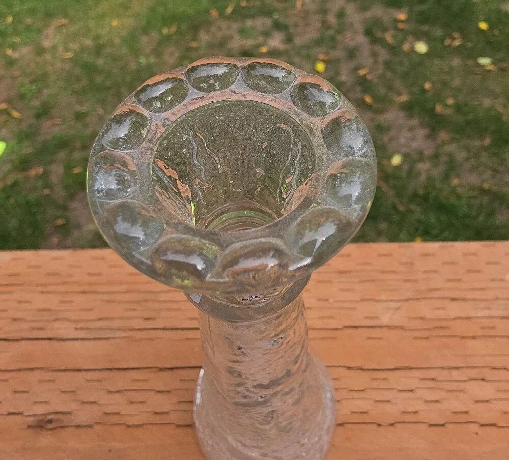 Vtg Libbey Glass Clear Textured Leaf Bud Vase 8